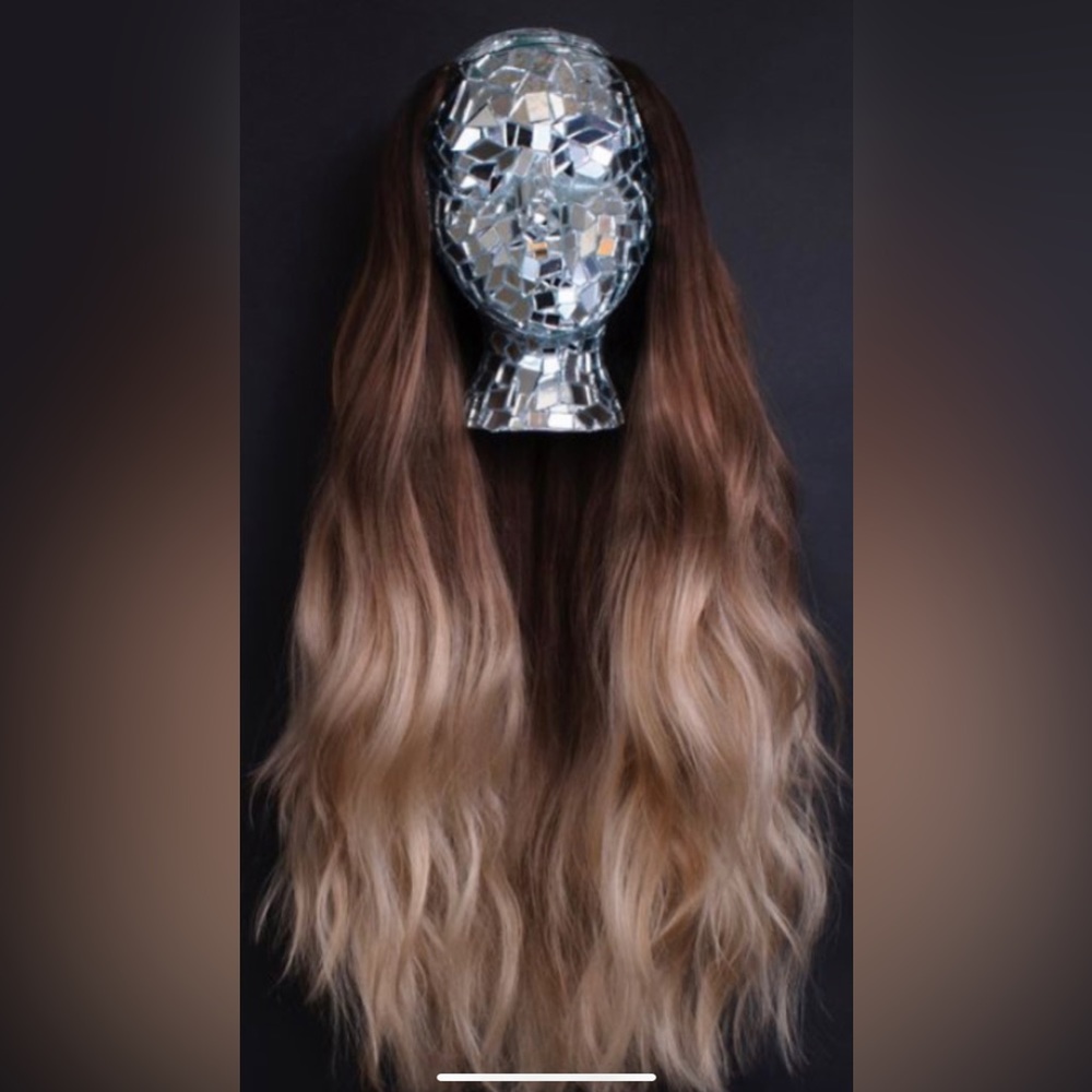 Custom ombré dyed u clip hair piece